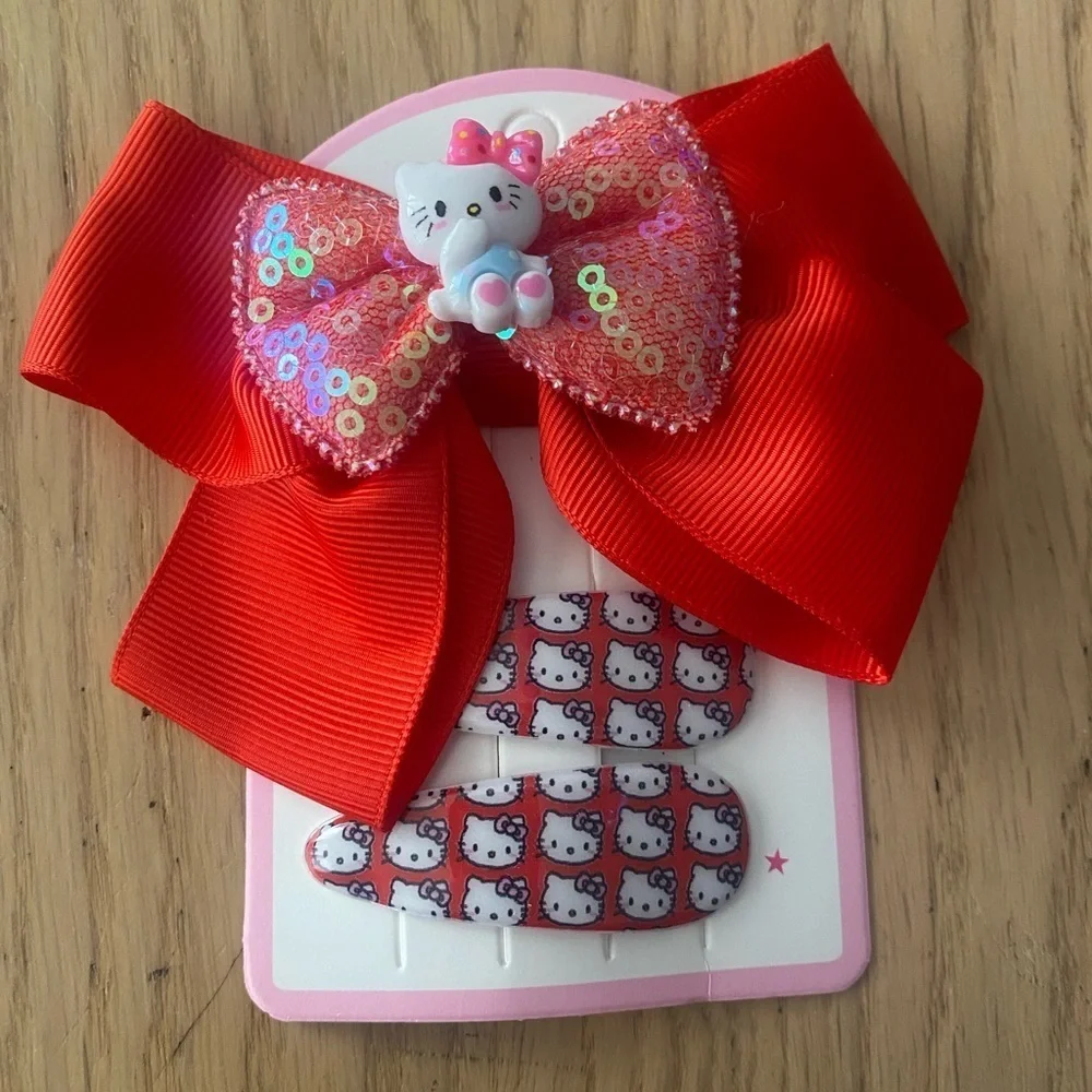 🆕 Hello Kitty Hair Bow + Hair Clips 🆕